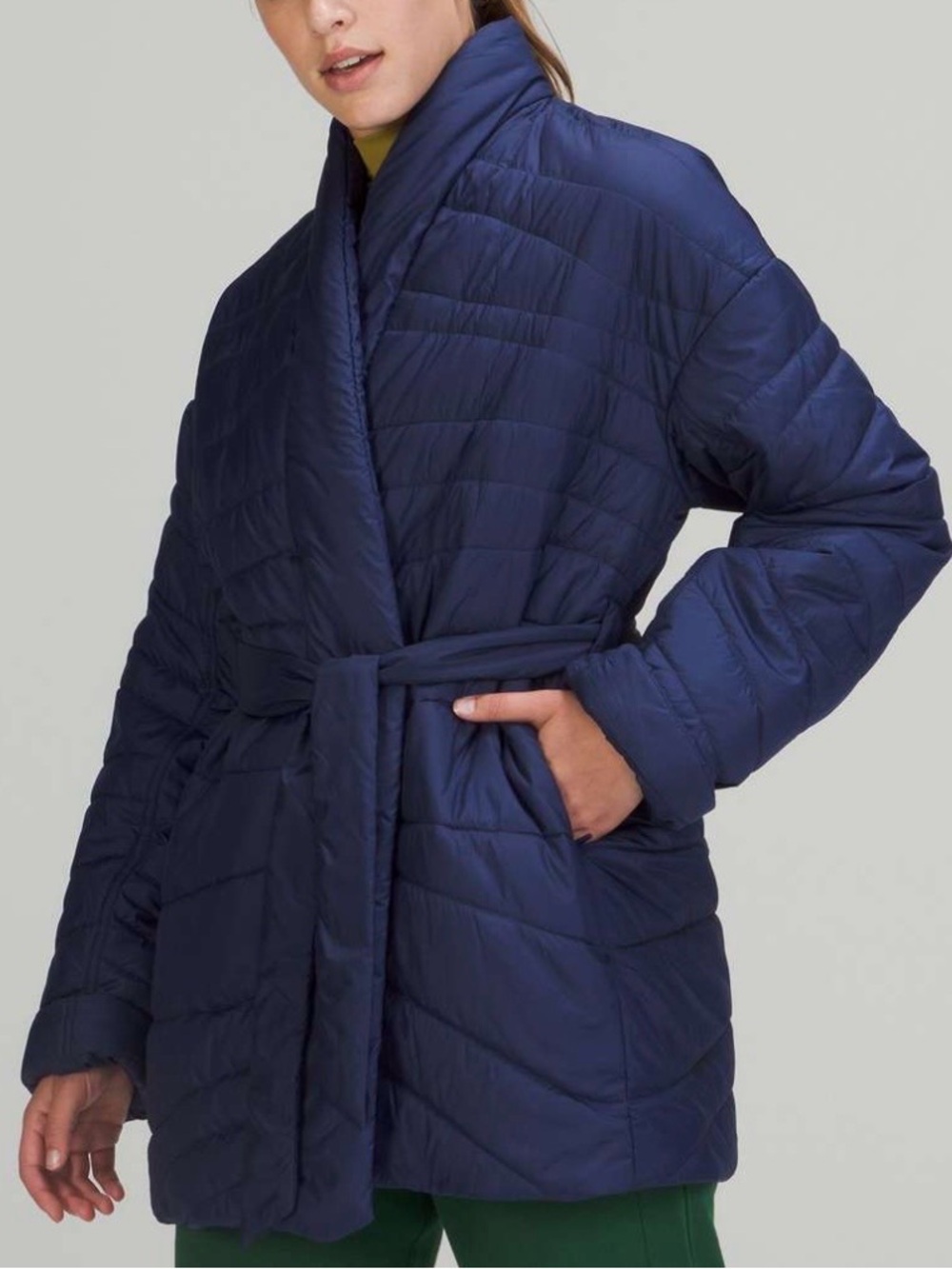 Lululemon Insulated Wrap Jacket Night Sea Blue PrimaLoft Puffer Size 4